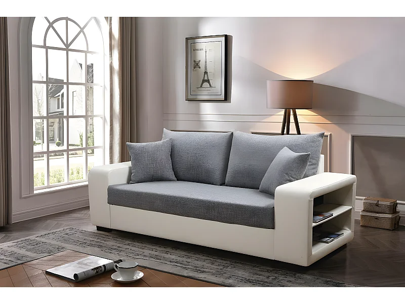 Canapé droit "Allen S" - 3 places  - Blanc / Gris