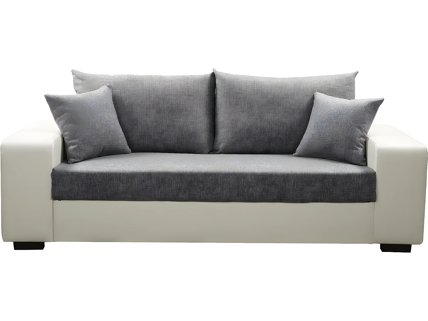 Canapé droit "Allen S" - 3 places  - Blanc / Gris