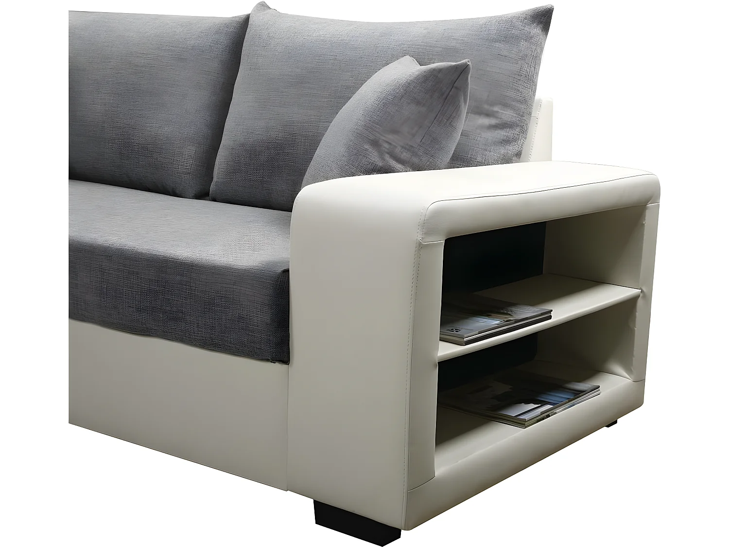 Canapé droit "Allen S" - 3 places  - Blanc / Gris