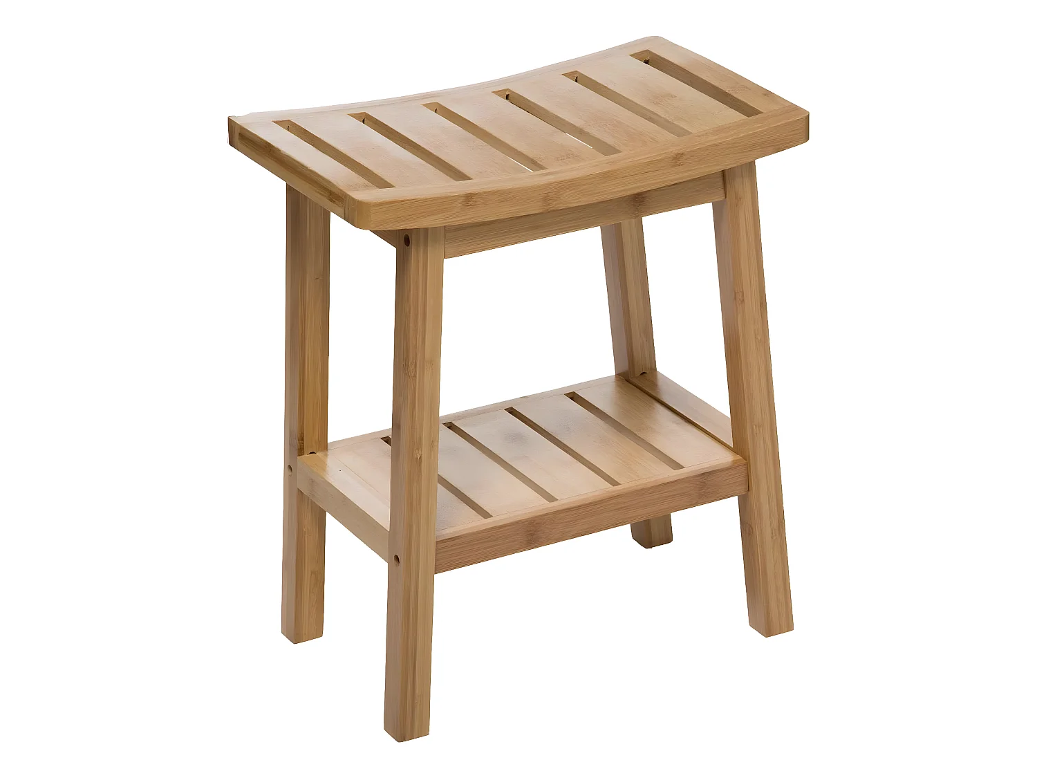 Tabouret en bois de bambou coloris naturel - Longueur 39,5 x Profondeur 25,2 x Hauteur 46 cm