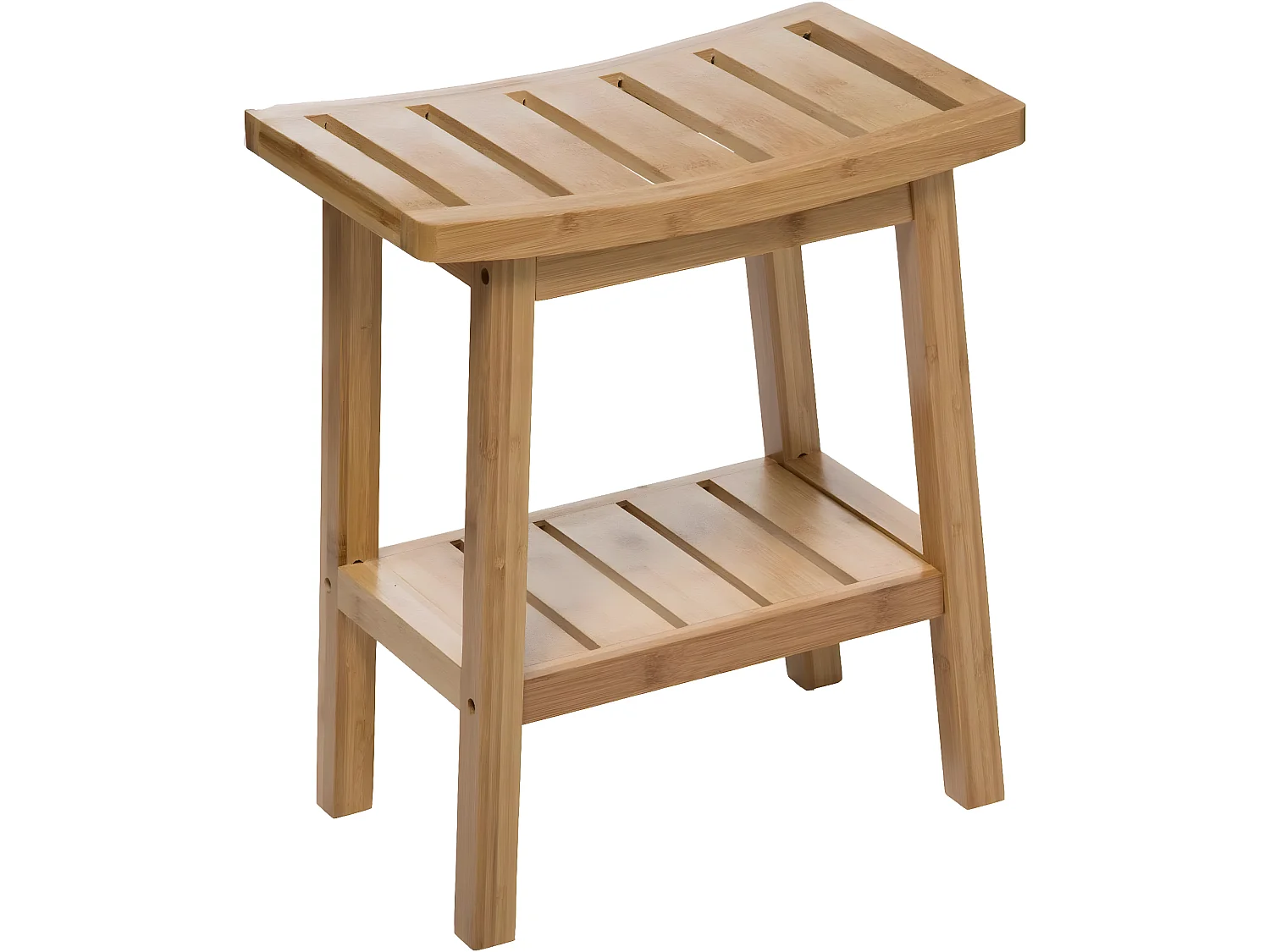 Tabouret en bois de bambou coloris naturel - Longueur 39,5 x Profondeur 25,2 x Hauteur 46 cm