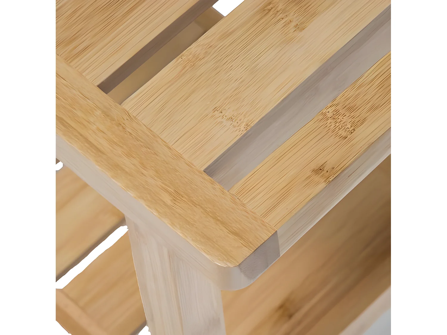 Tabouret en bois de bambou coloris naturel - Longueur 39,5 x Profondeur 25,2 x Hauteur 46 cm