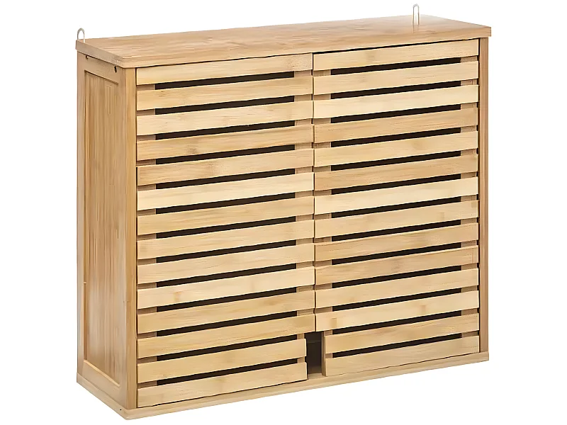 Meuble haut de salle de bain en bambou naturel - L.58.5 x P.20 x H.51.5 cm