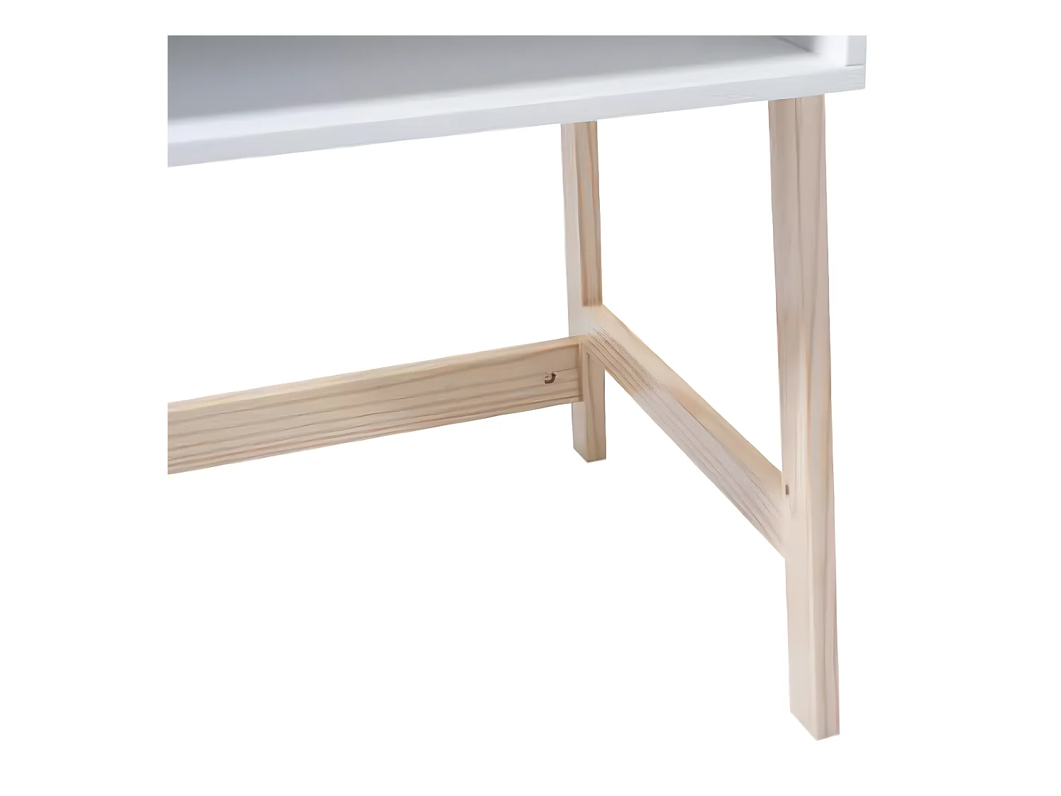 Bureau en MDF et pin coloris naturel et blanc - Dim : L 58 x l 52 x H 46 cm
