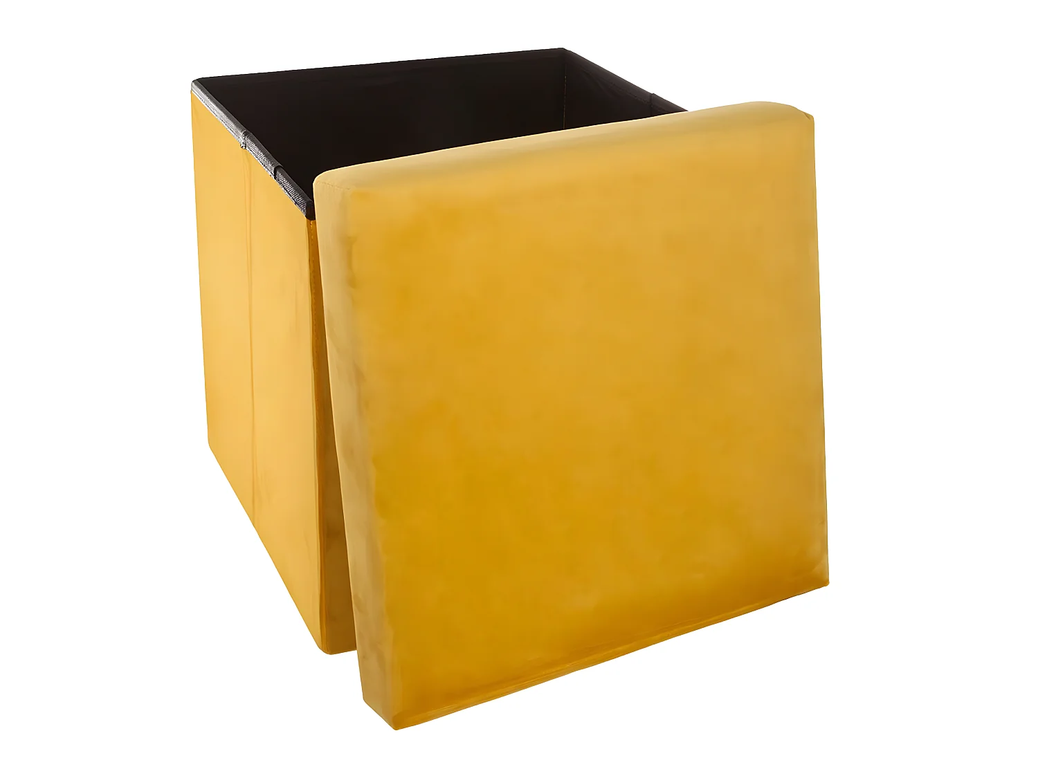 Pouf pliant moutarde en velours en Polyester - 38 x 38 Cm