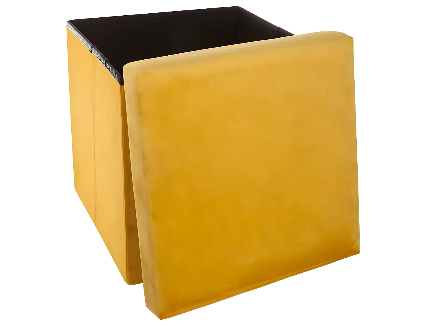 Pouf pliant moutarde en velours en Polyester - 38 x 38 Cm