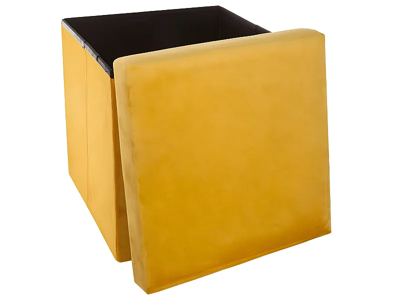 Pouf pliant moutarde en velours en Polyester - 38 x 38 Cm