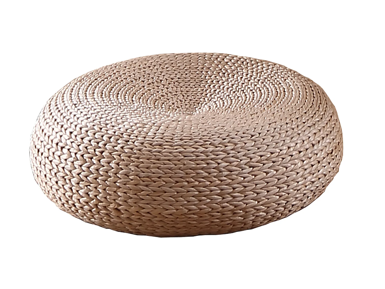 Pouf rond en rotin coloris naturel - diamètre 50 cm