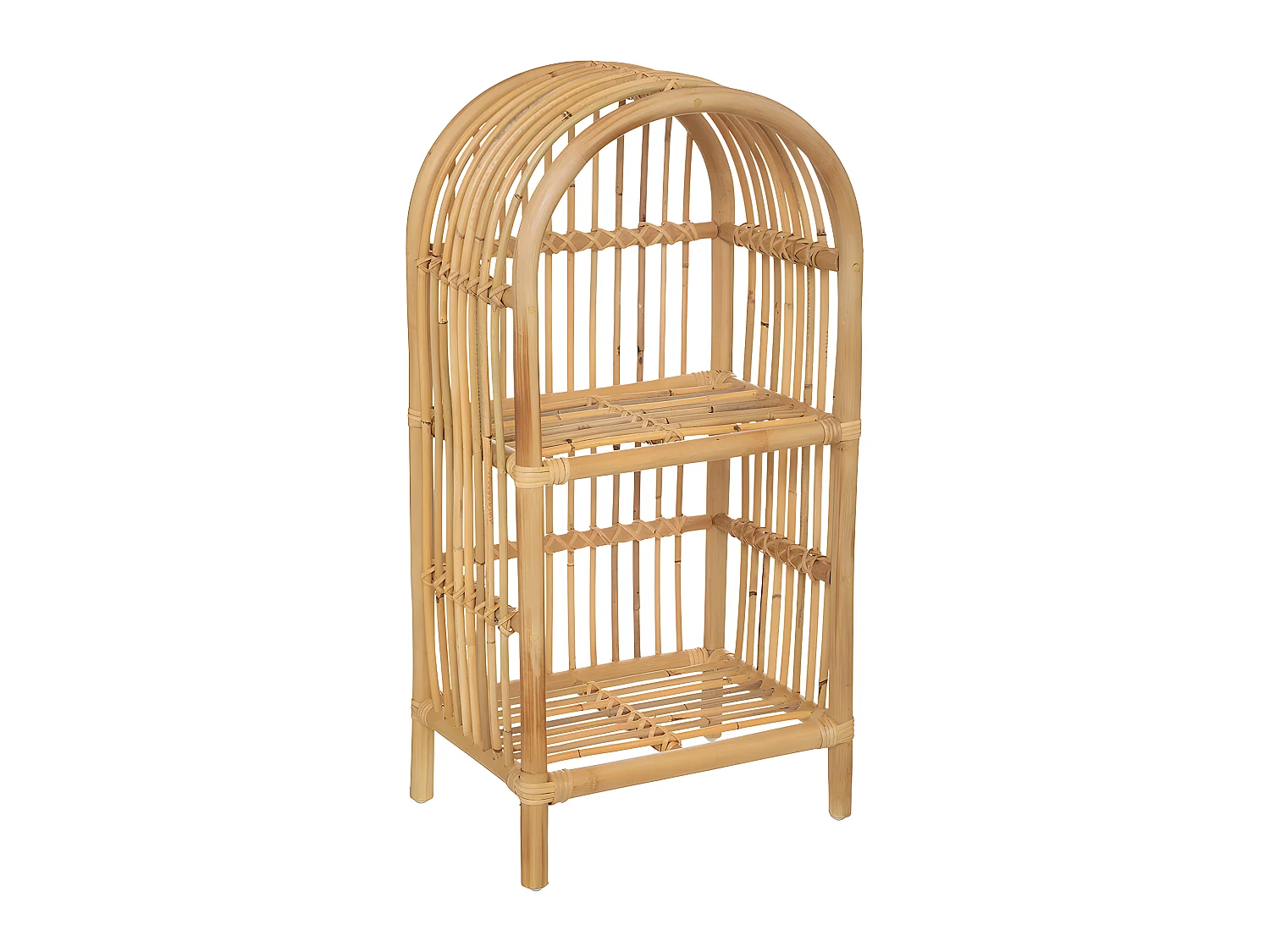 Bibliothèque enfant en rotin coloris beige - Longueur 38 x Profondeur 28 x Hauteur 76 cm