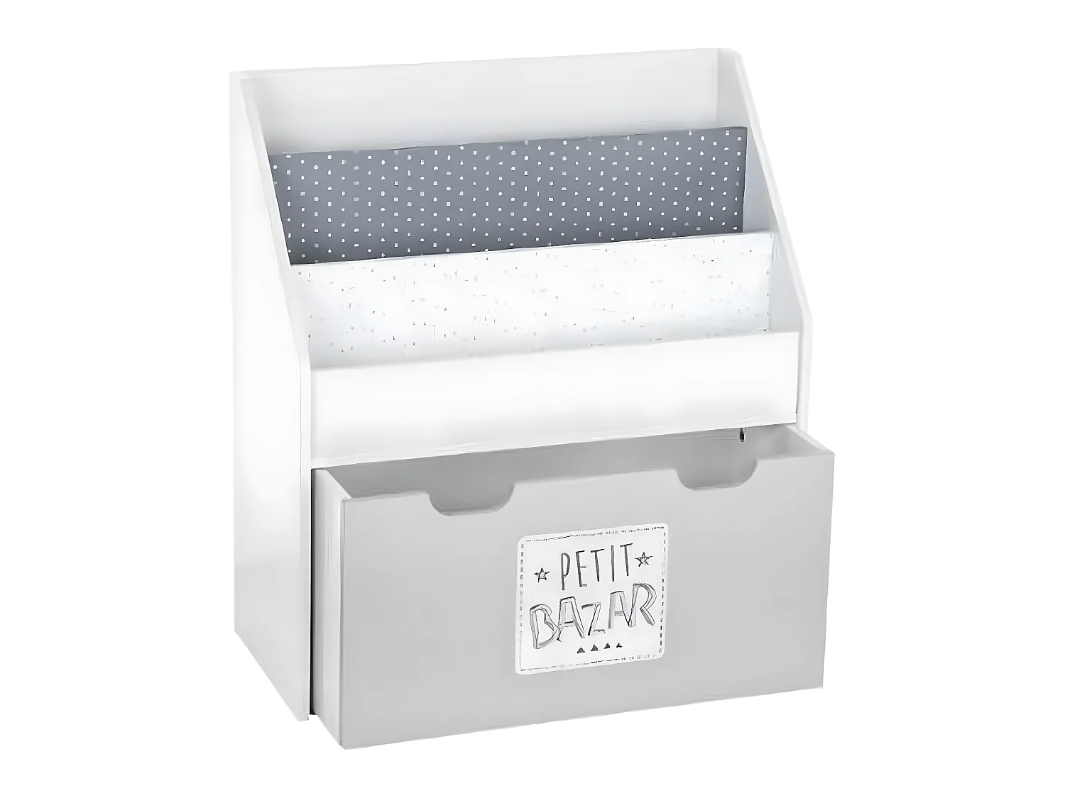 Bibliothèque coloris gris en bois pour garçon - Dim : L62,50 x l30 x H70 cm