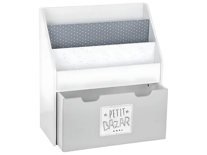 Bibliothèque coloris gris en bois pour garçon - Dim : L62,50 x l30 x H70 cm