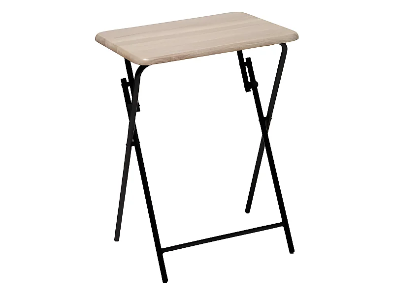 Table TV pliante en bois, pieds en métal gris