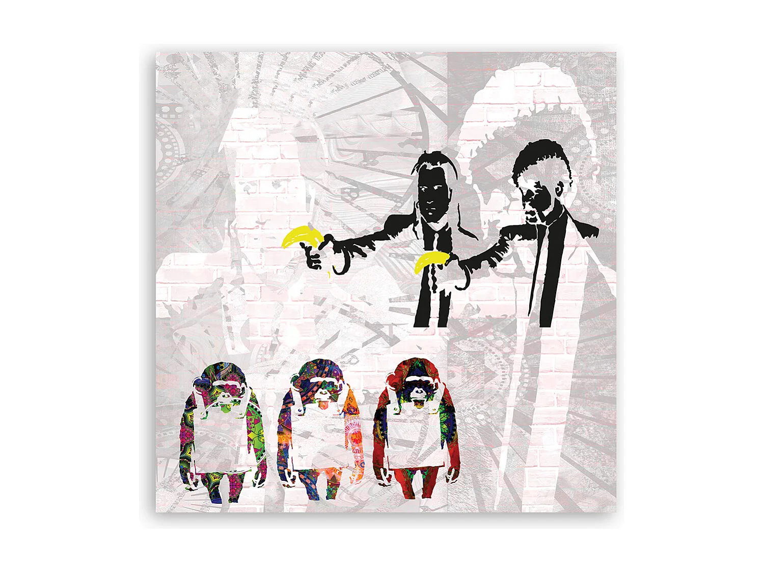 Quadro su tela, Banksy Pulp Fiction and Monkeys - 50x50