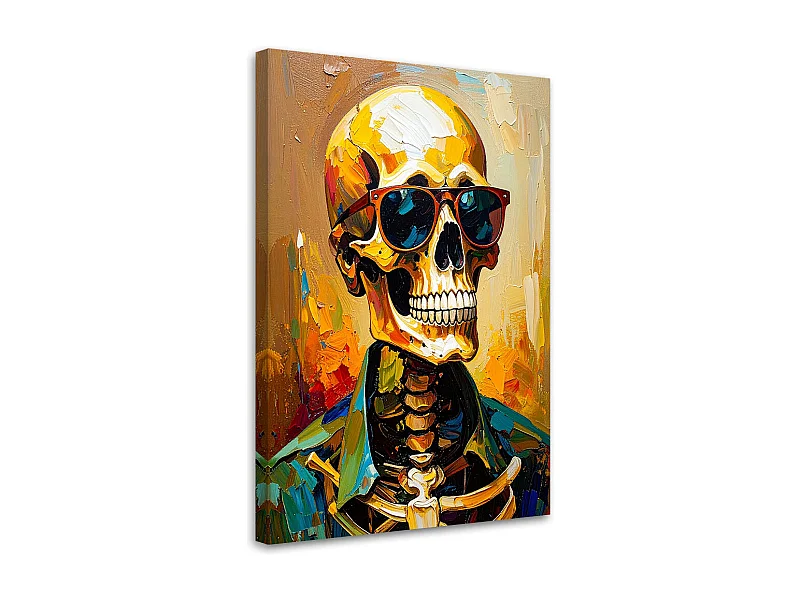 Quadro su tela, Teschio colorato con occhiali - 70x100