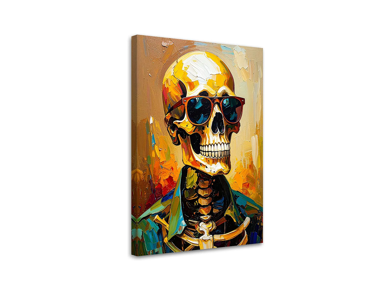 Quadro su tela, Teschio colorato con occhiali - 70x100