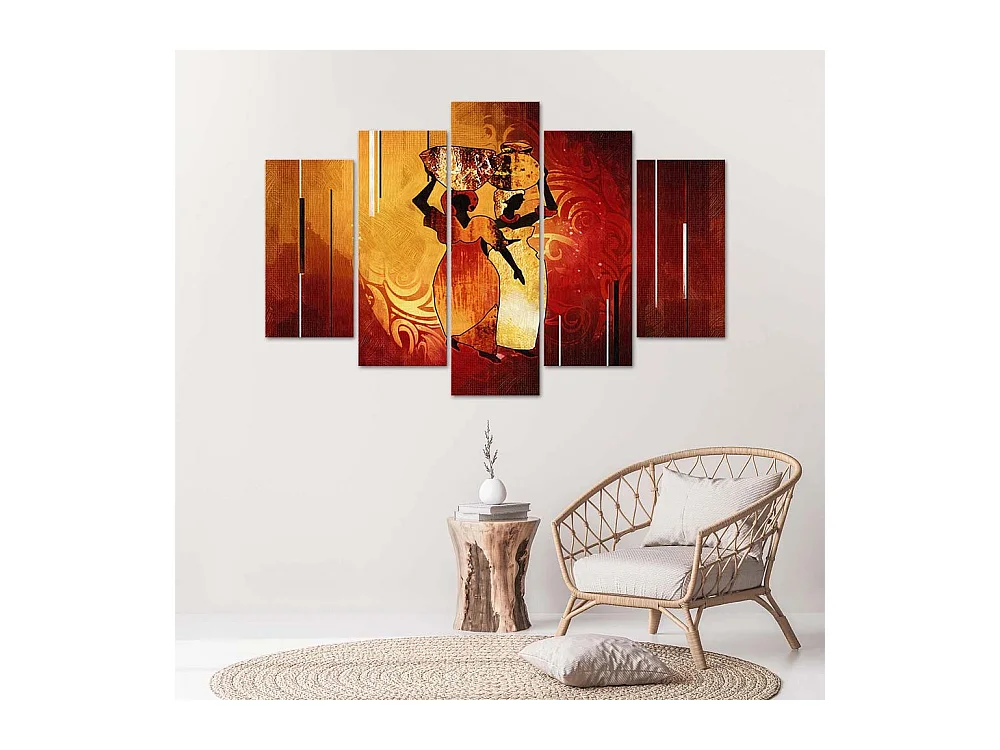 Quadro deco panel 5 parti, Calore africano - 200x100