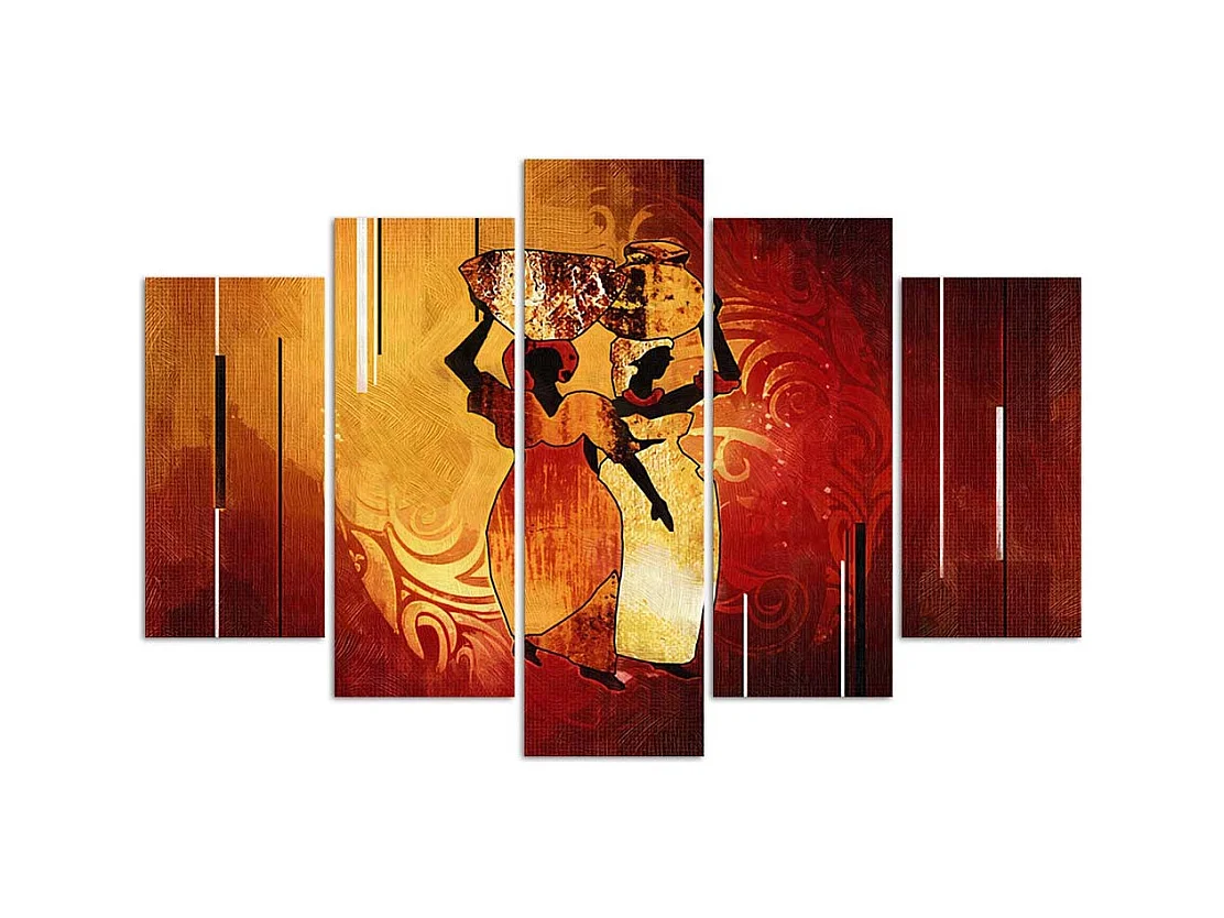 Quadro deco panel 5 parti, Calore africano - 200x100