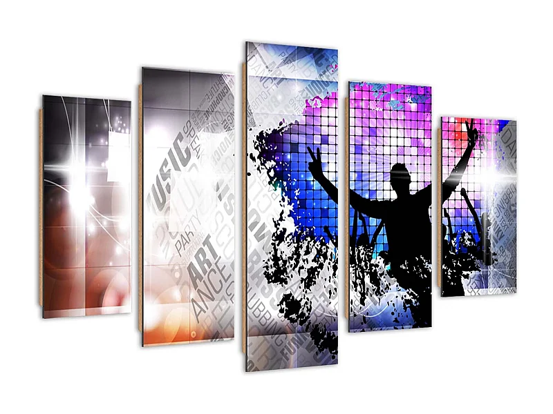 Quadro deco panel 5 parti, Danza d'arte - 200x100