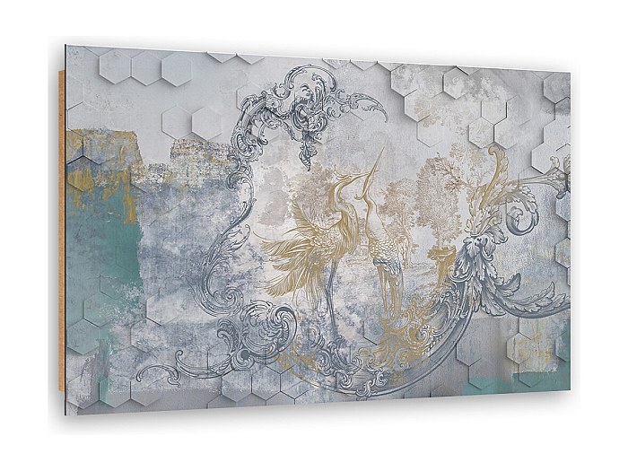 Quadro su tela, Uccelli Sole Minimalismo Beige - 60x40