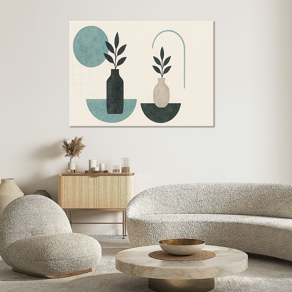 Quadro astratto turchese marrone decorativo onde salotto moderno