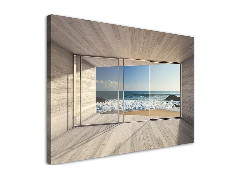 Quadro su tela, Vista mare dalla finestra - 90x60