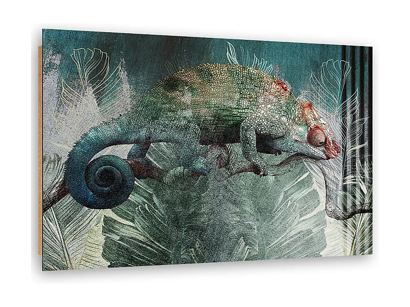 Quadro deco panel, Camaleonte nella giungla - 120x80