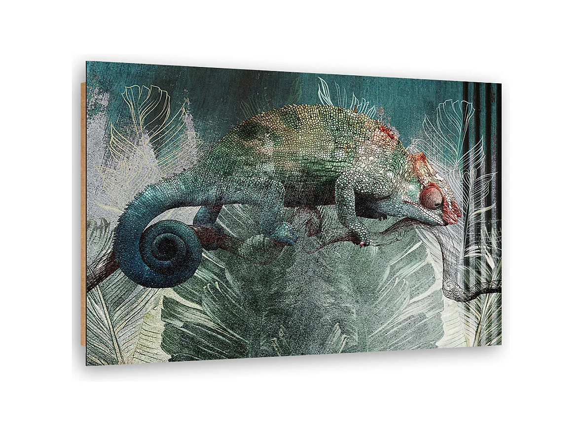 Quadro deco panel, Camaleonte nella giungla - 120x80