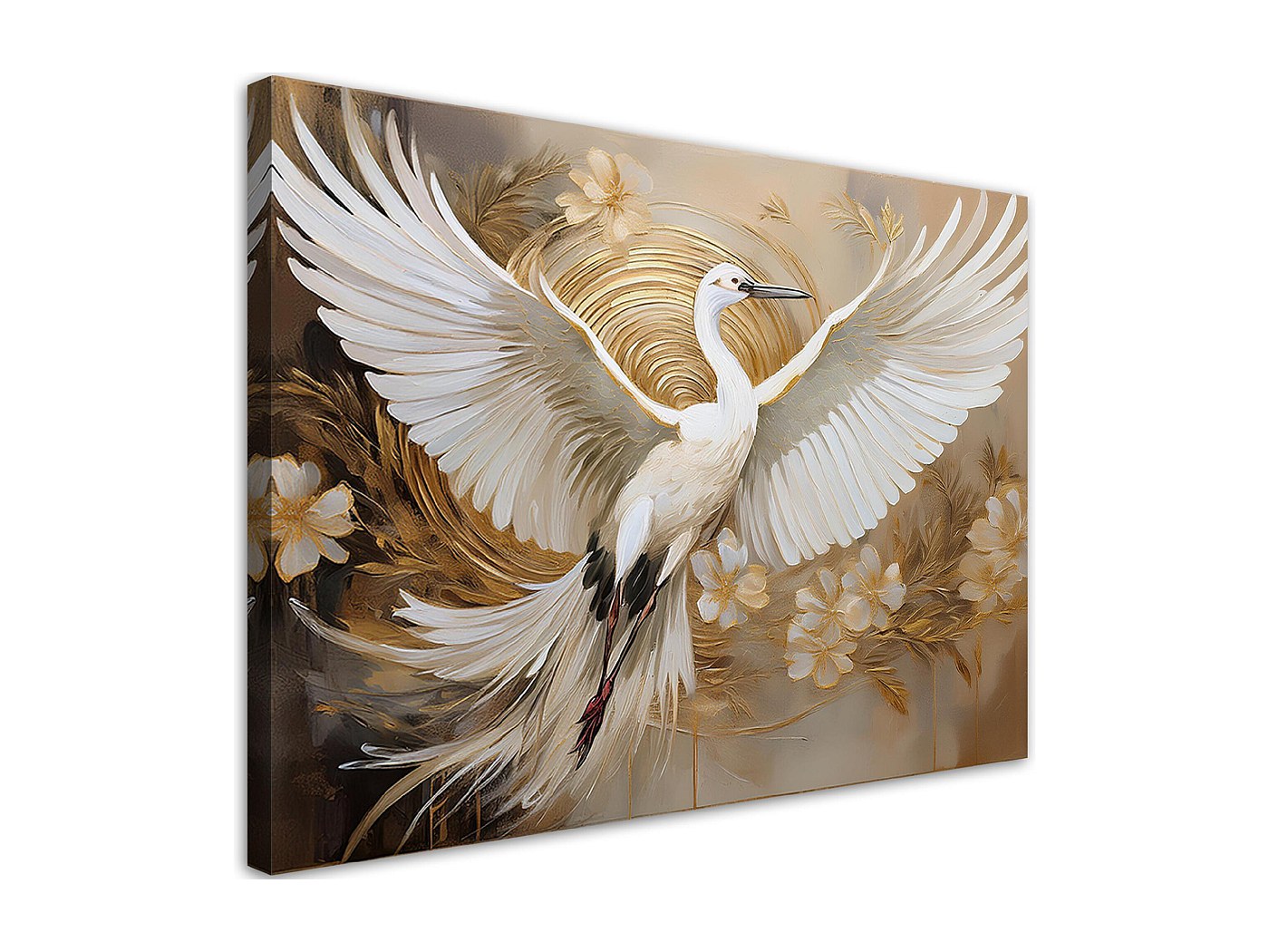 Quadro su tela, Uccelli Sole Minimalismo Beige Natura - 70x100