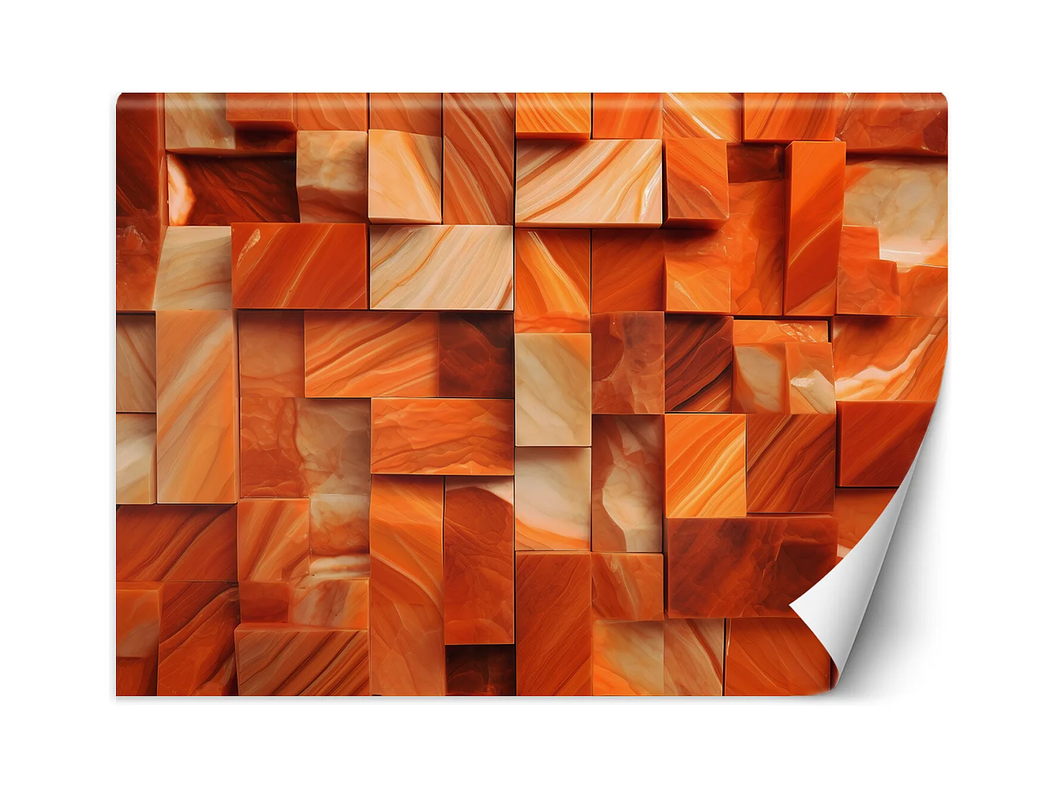Wallpaper, Orange cube wall 3D - 100x70