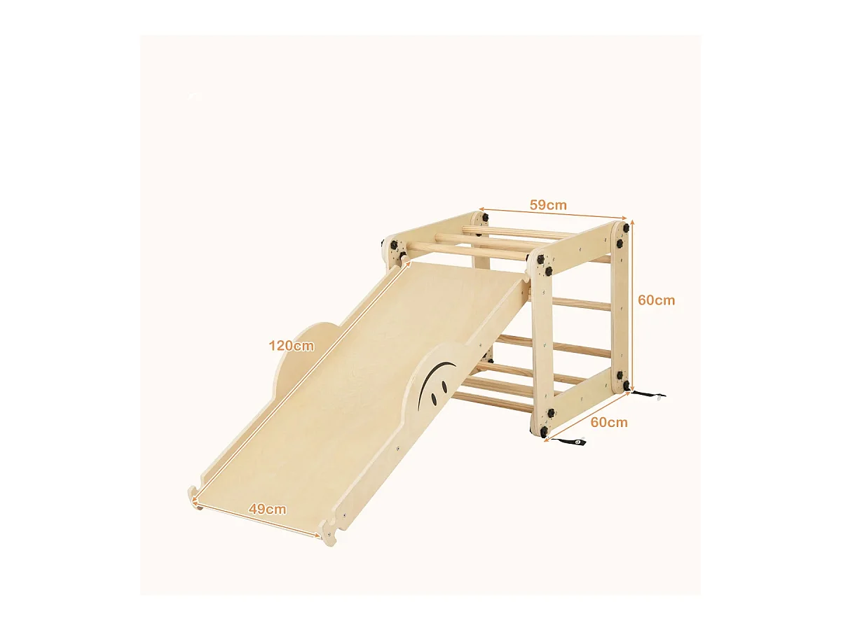 Set da arrampicata montessori per bambini, Giochi da arrampicata pieghevoli in legno con rampe regolabili Naturale