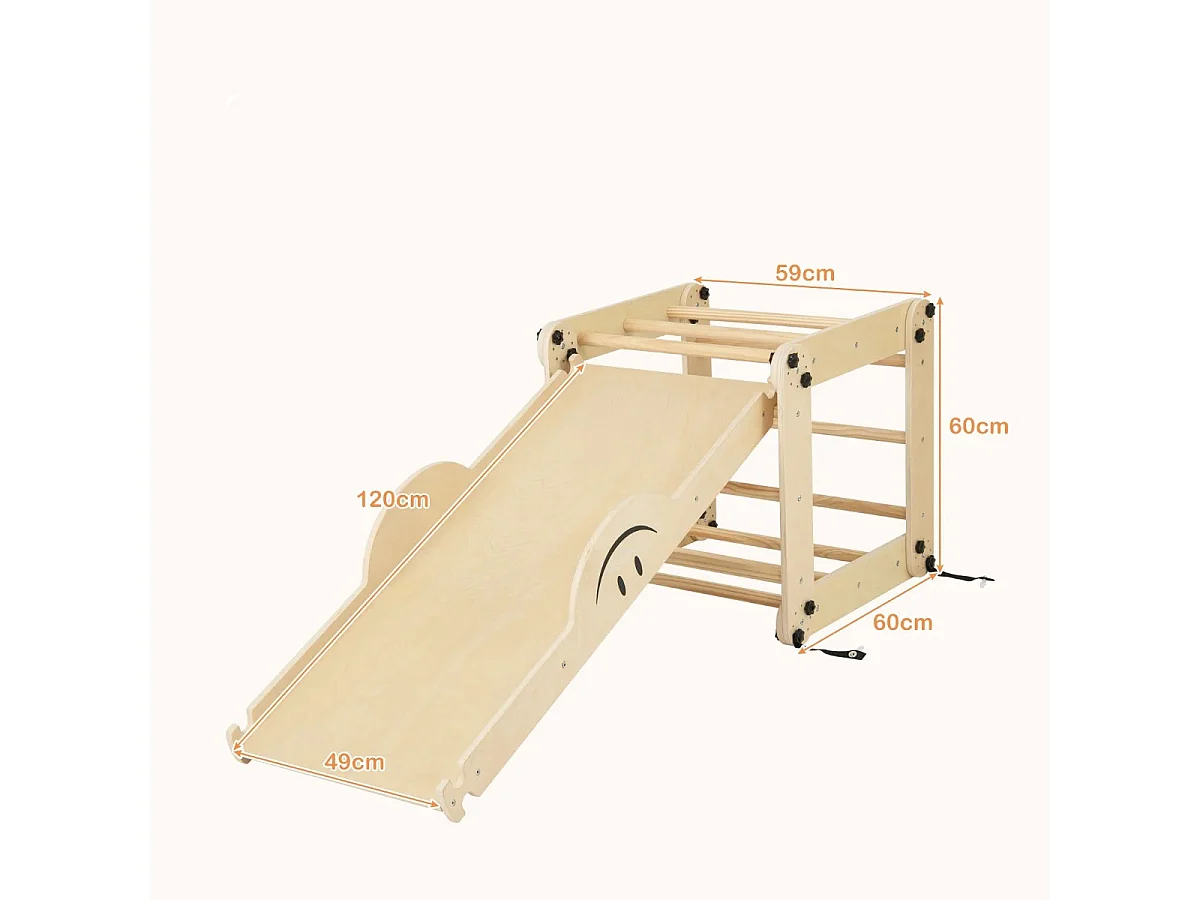 Ensemble d'Escalade Montessori pour Tout-petits Jouets d'Escalade Pliables en Bois Rampe Bascule Réglable et Réversible Rochers Naturel