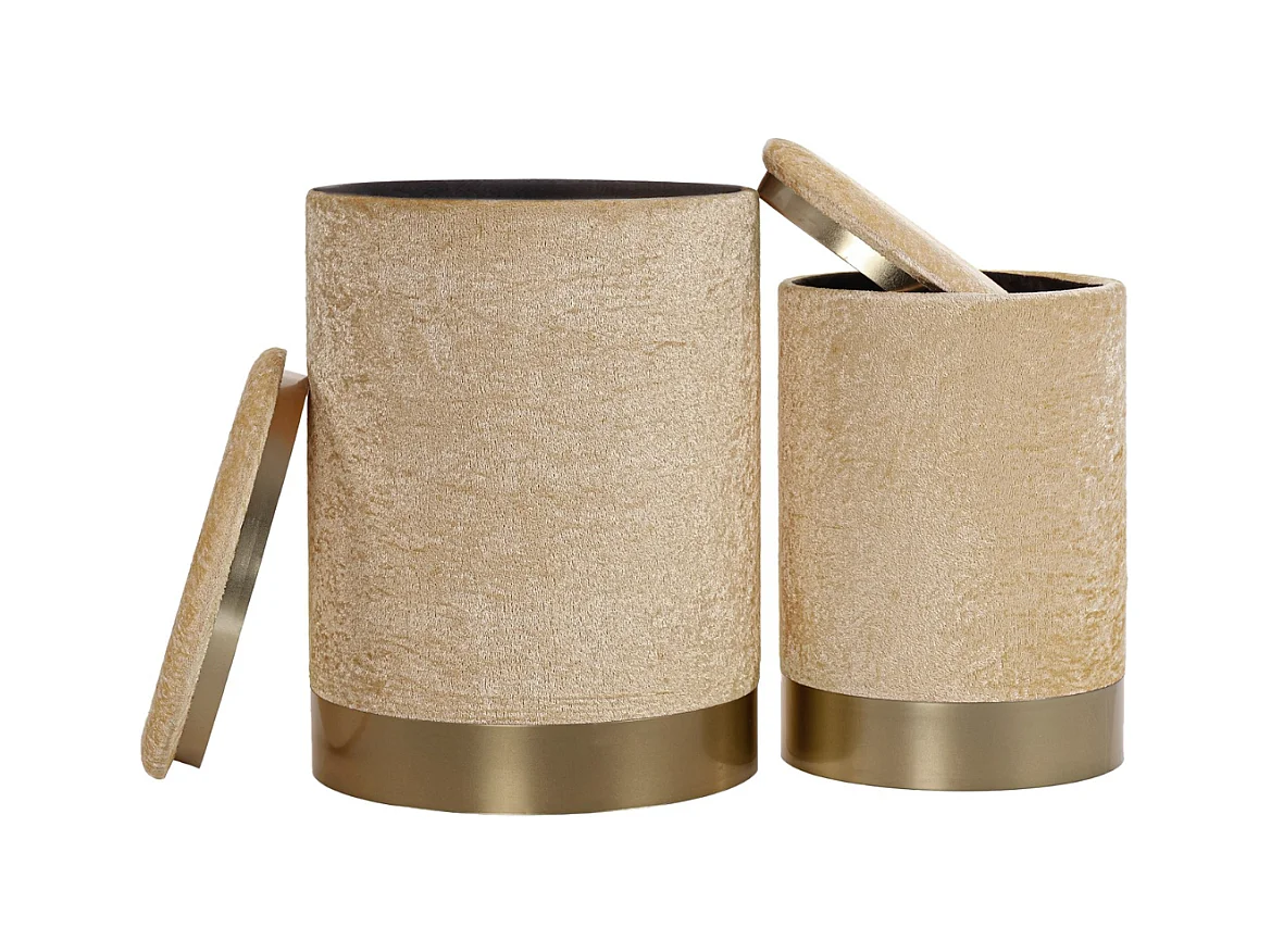 2er-Set Samt-Hocker mit Stauraum D35 cm – COMFORT