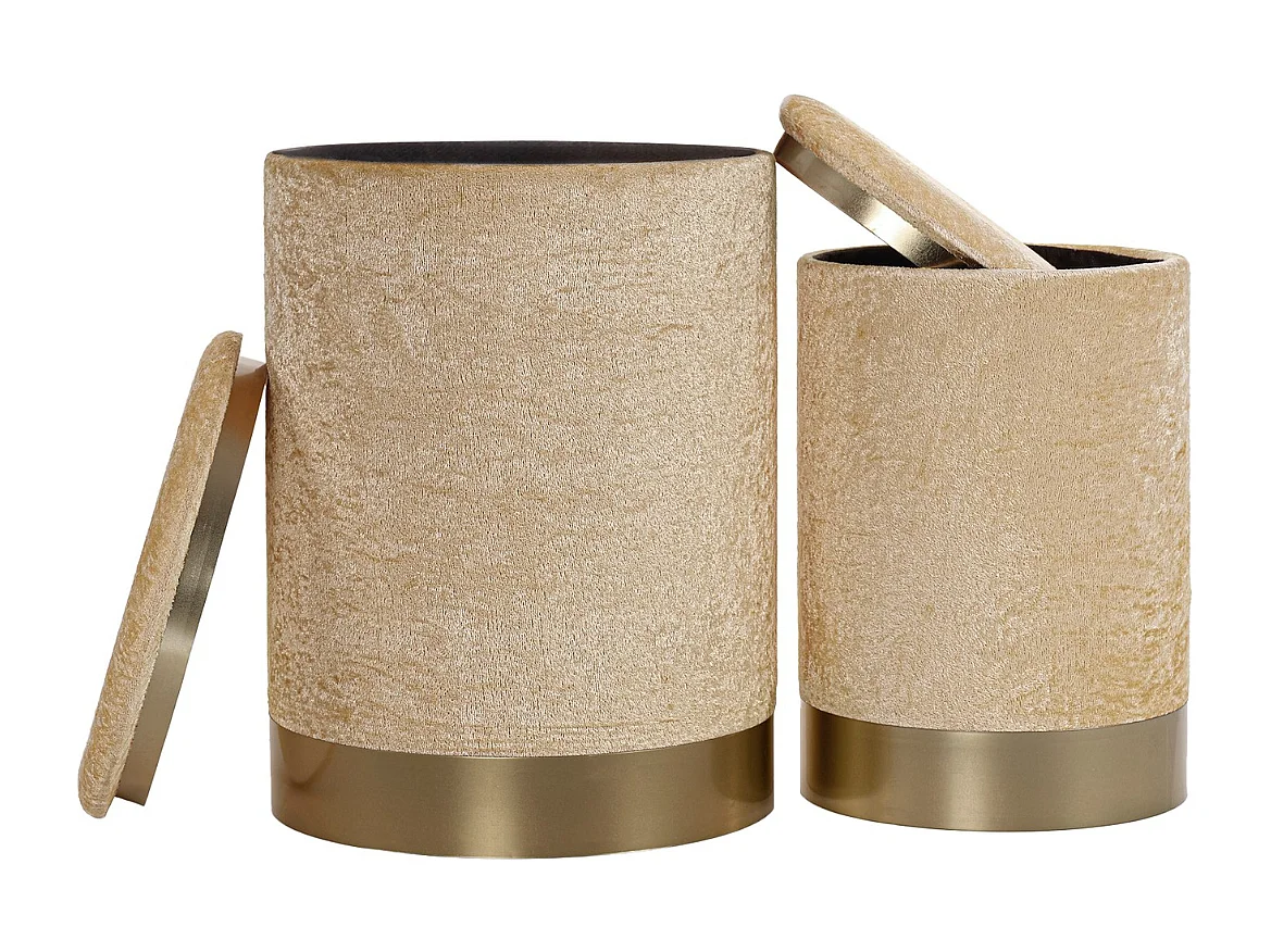 Lote de 2 pufs con almacenaje en terciopelo D35 cm - COMFORT