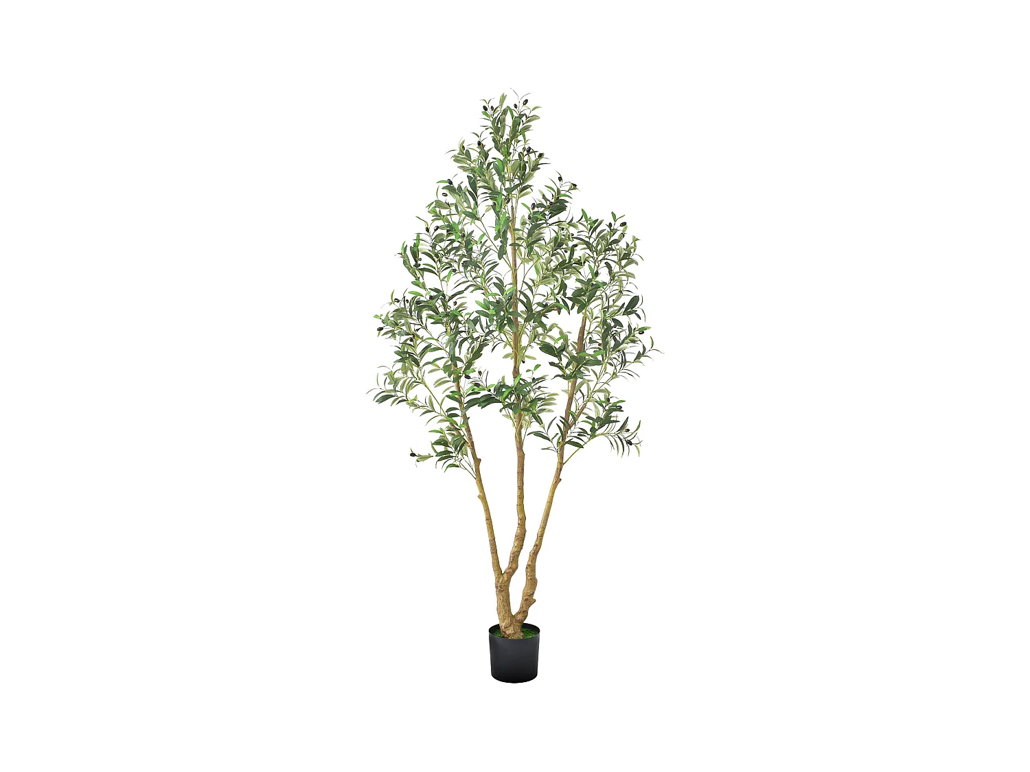 Arbres Artificiel SucceBuy Arbre Artificiel 210 cm, Plante Décorative en PE avec Pot Noir, Tronc et Feuilles Réalistes, Faux Olivier pour Bureau, Salon, Chambre
