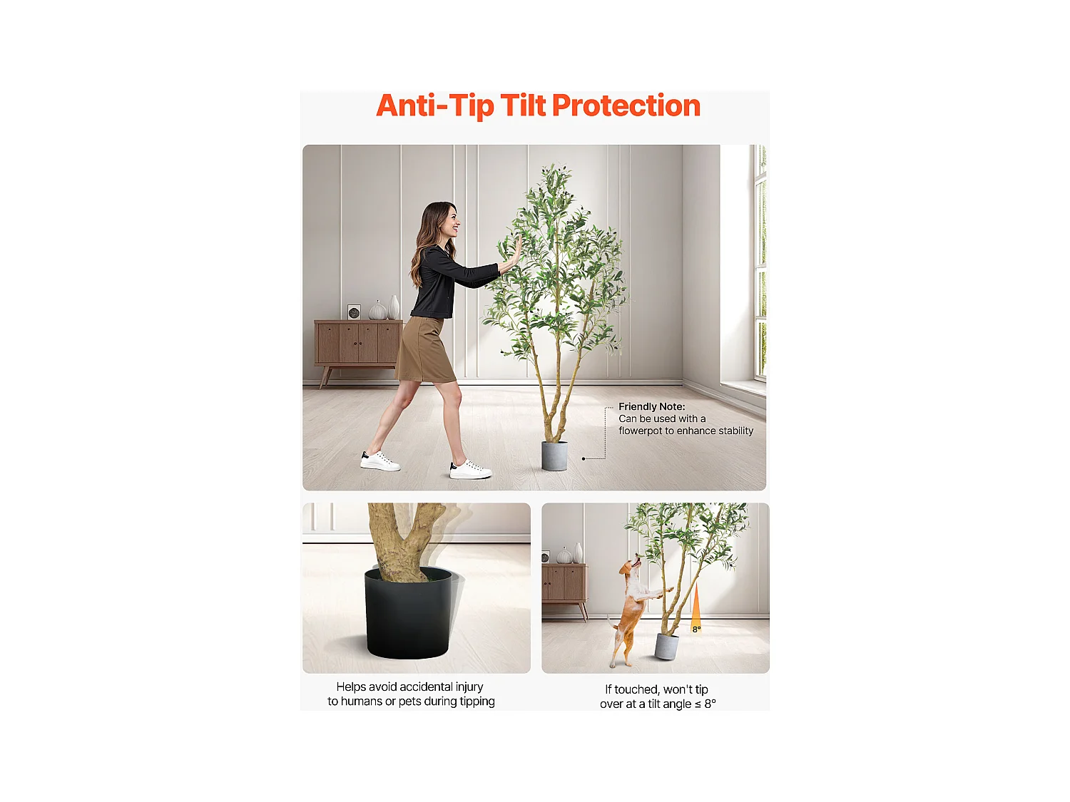 Arbres Artificiel SucceBuy Arbre Artificiel 210 cm, Plante Décorative en PE avec Pot Noir, Tronc et Feuilles Réalistes, Faux Olivier pour Bureau, Salon, Chambre