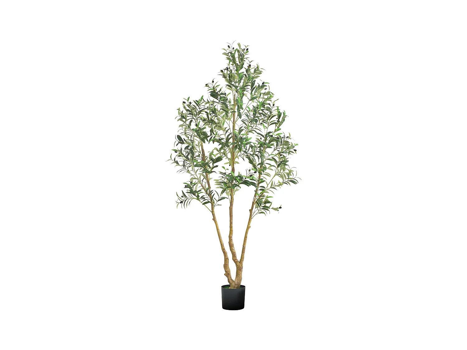 Arbres Artificiel SucceBuy Arbre Artificiel 210 cm, Plante Décorative en PE avec Pot Noir, Tronc et Feuilles Réalistes, Faux Olivier pour Bureau, Salon, Chambre