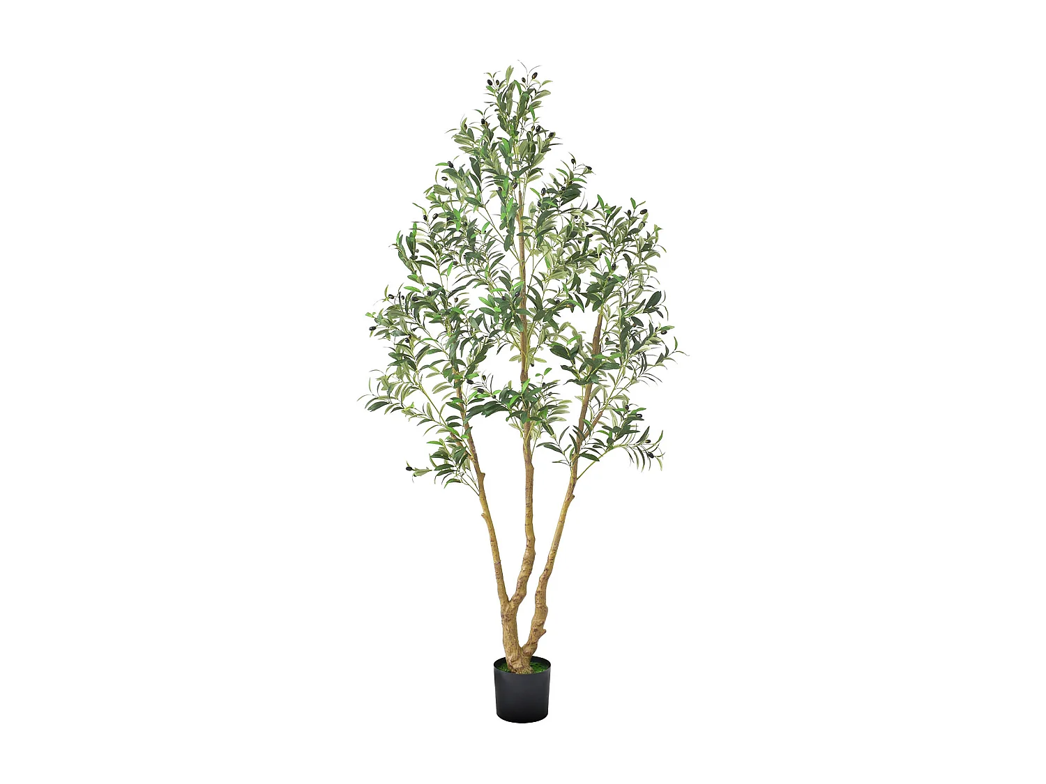 Arbres Artificiel SucceBuy Arbre Artificiel 210 cm, Plante Décorative en PE avec Pot Noir, Tronc et Feuilles Réalistes, Faux Olivier pour Bureau, Salon, Chambre