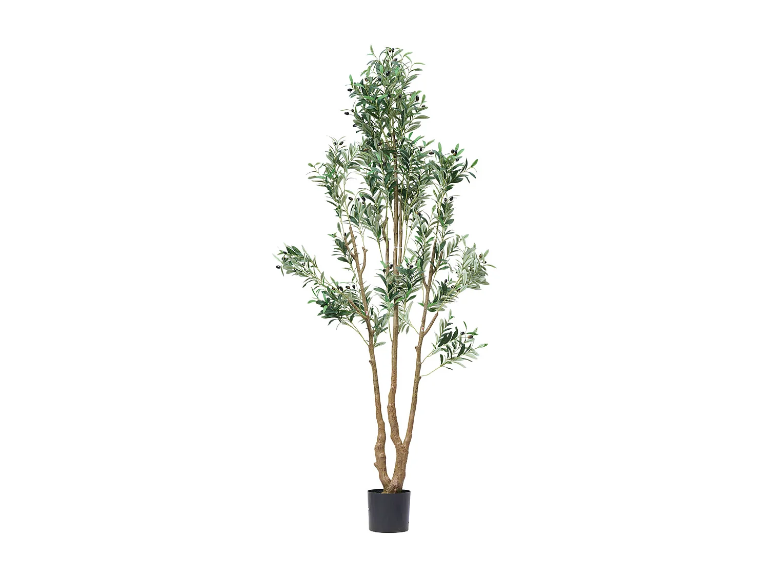 Arbres Artificiel SucceBuy Arbre Artificiel 210 cm, Plante Décorative en PE avec Pot Noir, Tronc et Feuilles Réalistes, Faux Olivier pour Bureau, Salon, Chambre