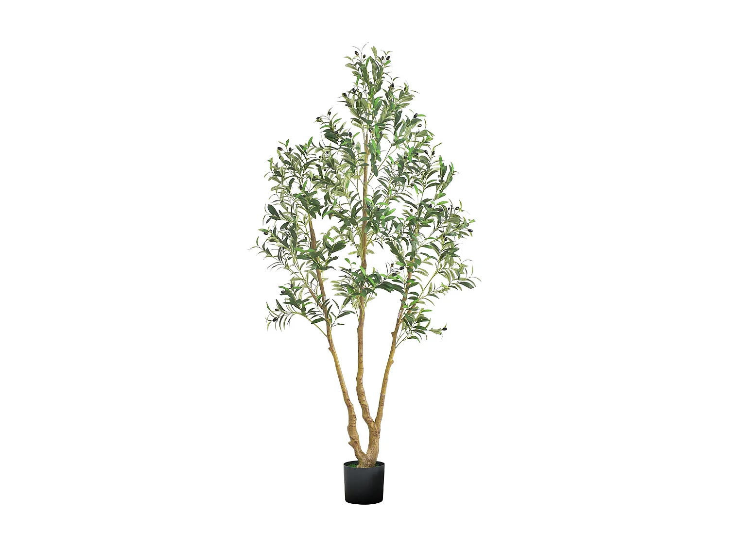 Arbres Artificiel SucceBuy Arbre Artificiel 210 cm, Plante Décorative en PE avec Pot Noir, Tronc et Feuilles Réalistes, Faux Olivier pour Bureau, Salon, Chambre