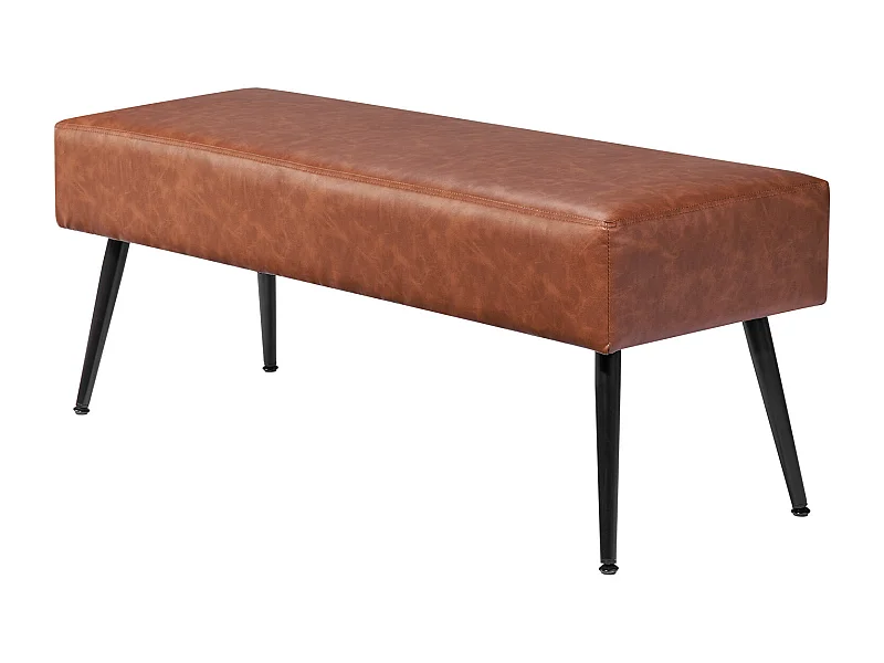 Banco de Cabecera Succebuy Banco de Piel Sintética de 110 x 40 x 43 cm con Patas de Metal, Moderno Banco para Dormitorio, Entrada, Salón, Comedor (Marrón)