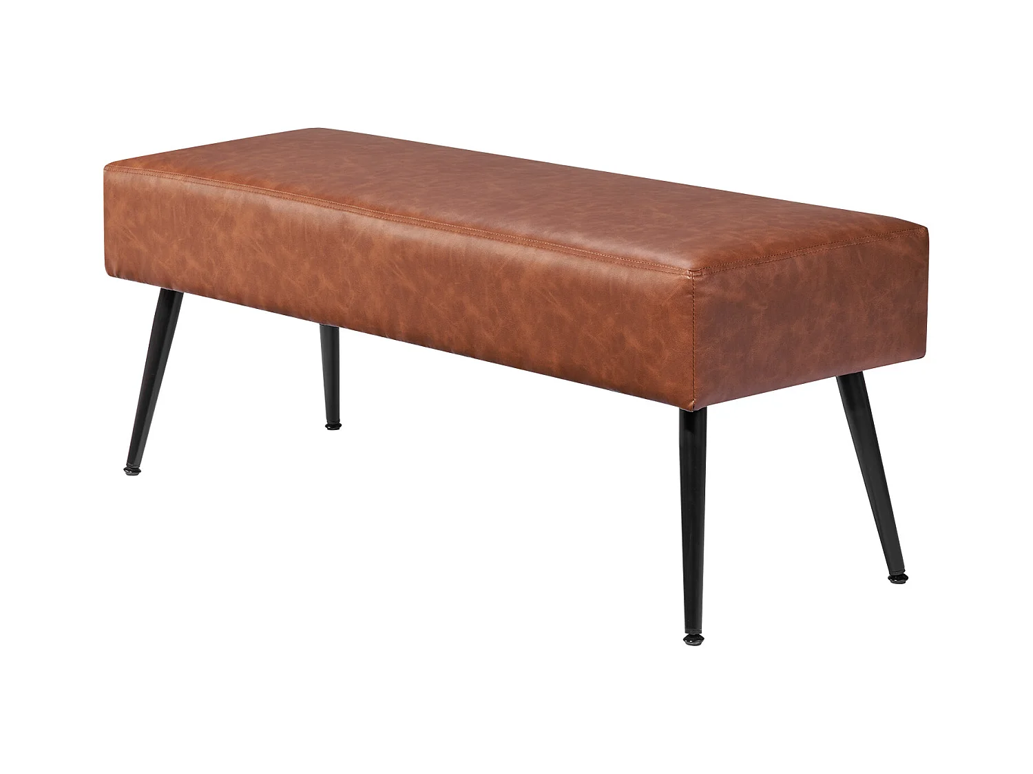 Banco de Cabecera Succebuy Banco de Piel Sintética de 110 x 40 x 43 cm con Patas de Metal, Moderno Banco para Dormitorio, Entrada, Salón, Comedor (Marrón)