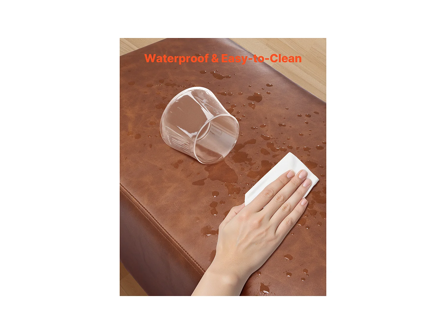 Banco de Cabecera Succebuy Banco de Piel Sintética de 110 x 40 x 43 cm con Patas de Metal, Moderno Banco para Dormitorio, Entrada, Salón, Comedor (Marrón)