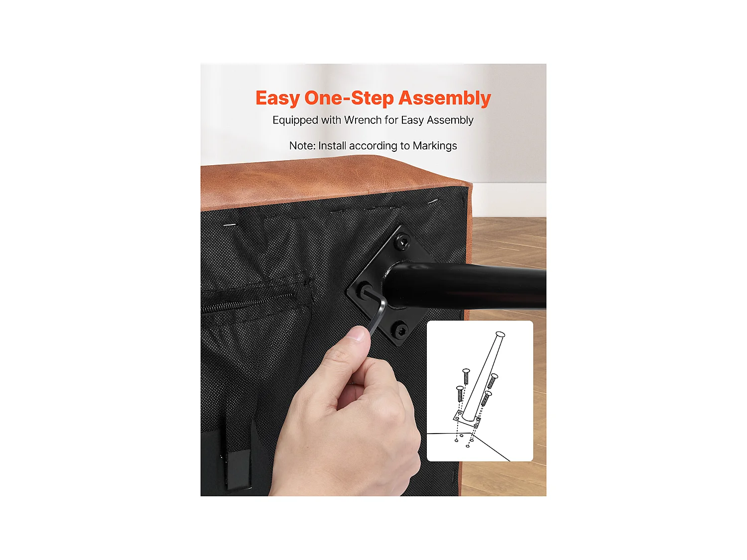 Banco de Cabecera Succebuy Banco de Piel Sintética de 110 x 40 x 43 cm con Patas de Metal, Moderno Banco para Dormitorio, Entrada, Salón, Comedor (Marrón)