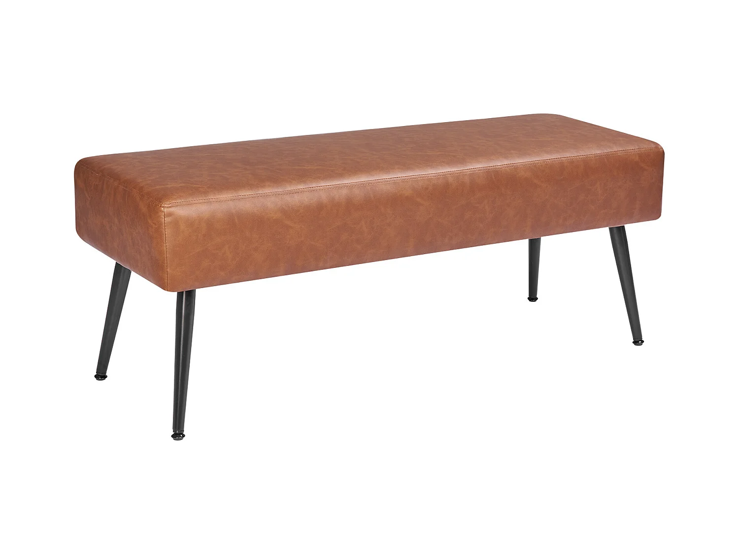 Banco de Cabecera Succebuy Banco de Piel Sintética de 110 x 40 x 43 cm con Patas de Metal, Moderno Banco para Dormitorio, Entrada, Salón, Comedor (Marrón)