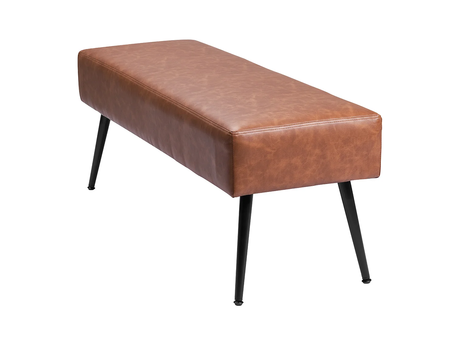 Banco de Cabecera Succebuy Banco de Piel Sintética de 110 x 40 x 43 cm con Patas de Metal, Moderno Banco para Dormitorio, Entrada, Salón, Comedor (Marrón)