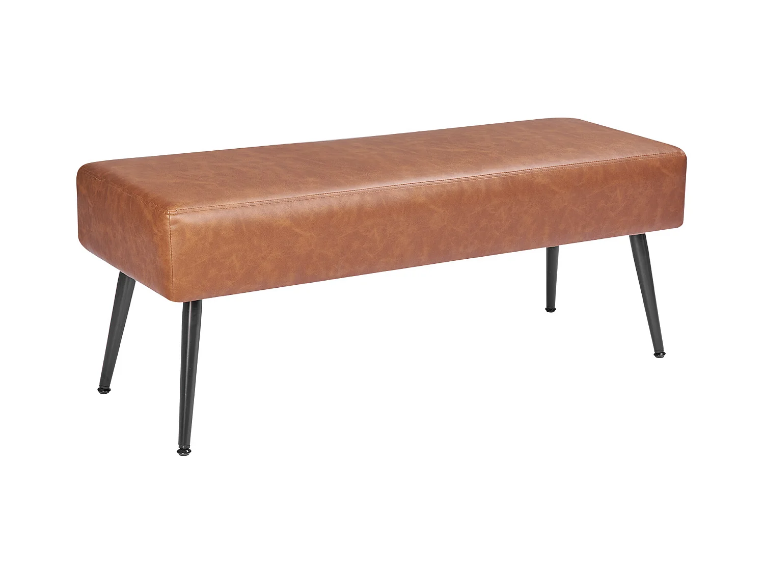 Banco de Cabecera Succebuy Banco de Piel Sintética de 110 x 40 x 43 cm con Patas de Metal, Moderno Banco para Dormitorio, Entrada, Salón, Comedor (Marrón)