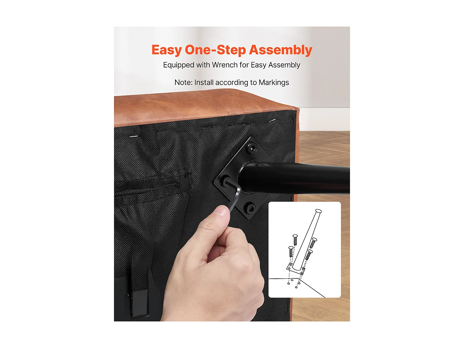 Banc Bout de Lit Succebuy Banc en Cuir PU de 110 x 40 x 43 cm, avec Pieds en Métal, Banquette Moderne pour Chambre, Entrée, Salon, Salle à Manger, Couloir, Marron