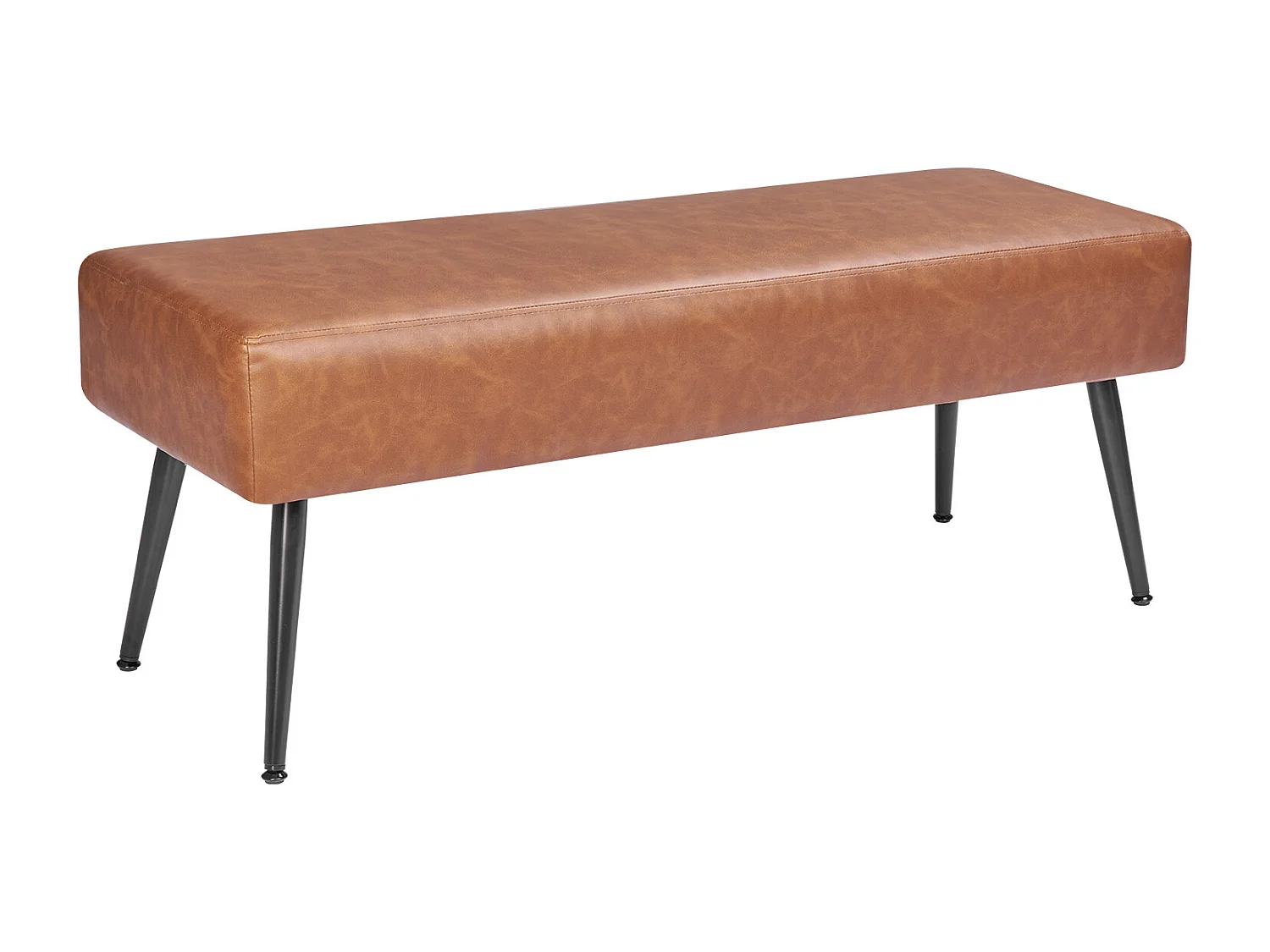Banc Bout de Lit Succebuy Banc en Cuir PU de 110 x 40 x 43 cm, avec Pieds en Métal, Banquette Moderne pour Chambre, Entrée, Salon, Salle à Manger, Couloir, Marron