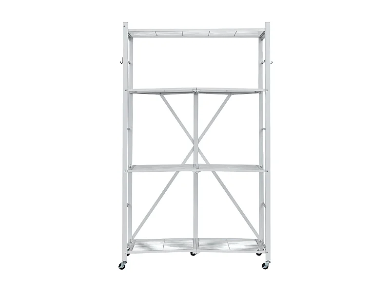 Klappbares Regal SucceBuy Mobiles Klappregal mit 4 Ebenen, Stabler Metallrahmen, Statische Tragkraft von 340 kg und Dynamische Tragkraft von 90,7 kg