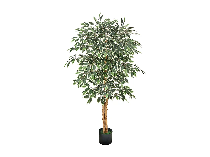 Künstliche Bäume SucceBuy 150 cm Kunstbaum, Dekorative PE-Pflanze mit Schwarzem Topf, Naturgetreuem Stamm und Grünen Blättern, Kunst-Ficus für Büro, Wohnzimmer
